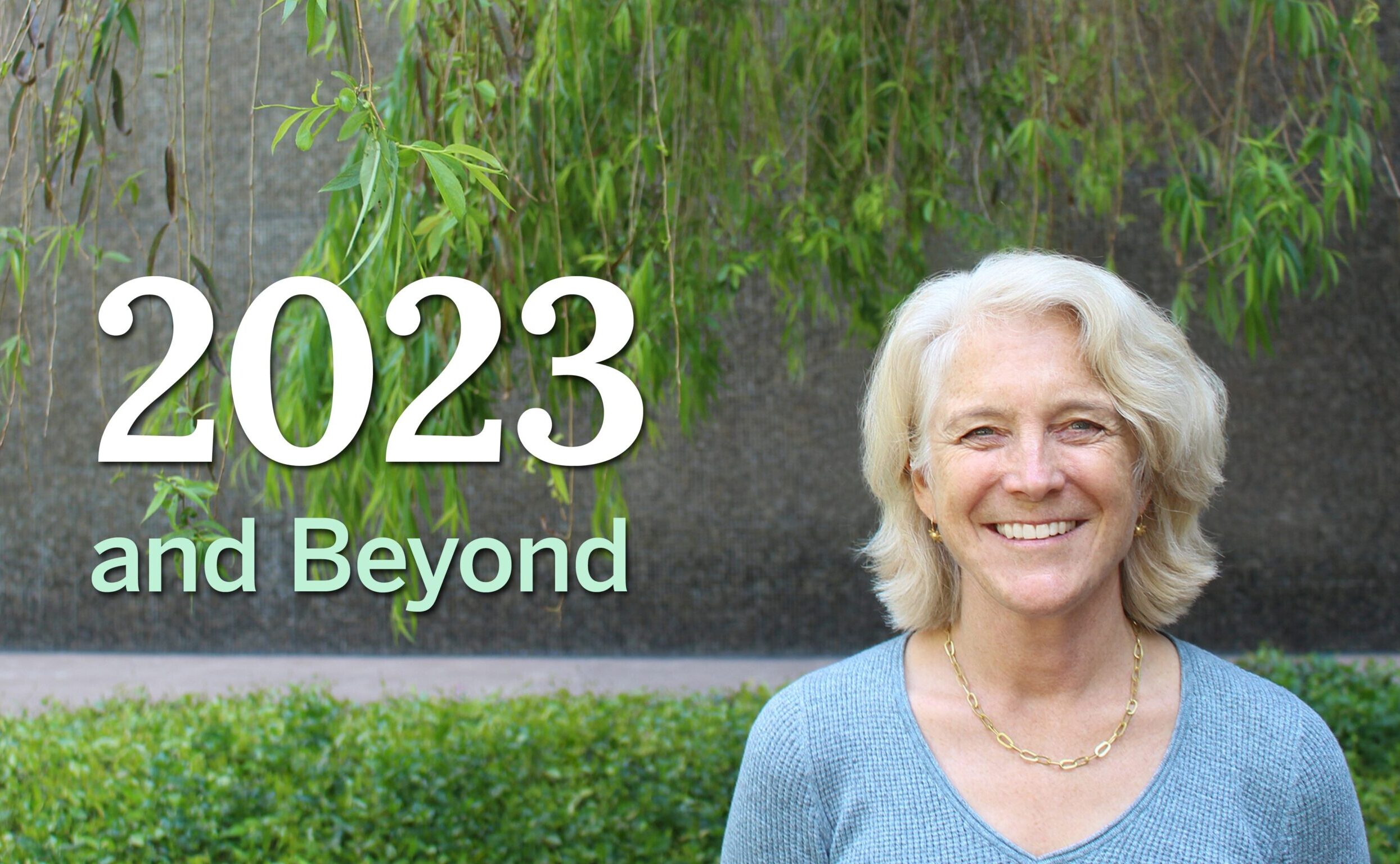 A picture of CEO Ashley Boren. To the left, text reads "2023 and Beyond"